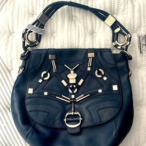 Gucci dark blue techno horsebit handbag